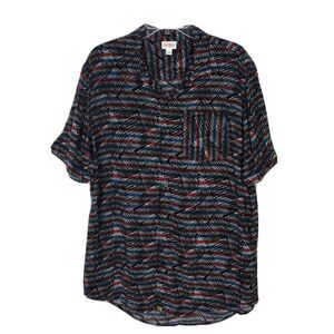 Mens LuLaRoe Short Sleeve Button‎ Front Shirt Size Large Lu La Roe Michael Rayon